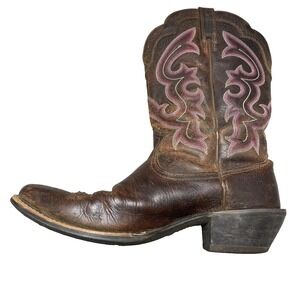 Ariat Boots Womens Size 9.5 Brown Pink Western Square Toe Leather ATS 10006890